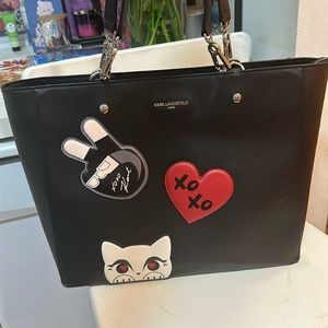 Karl lagerfeld purse. Big, black with a cat and a heart